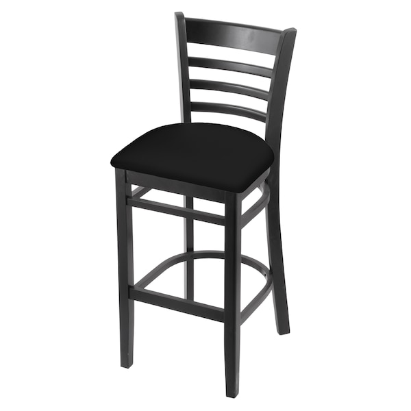 25" Counter Stool, Black Finish, Black Vinyl Seat